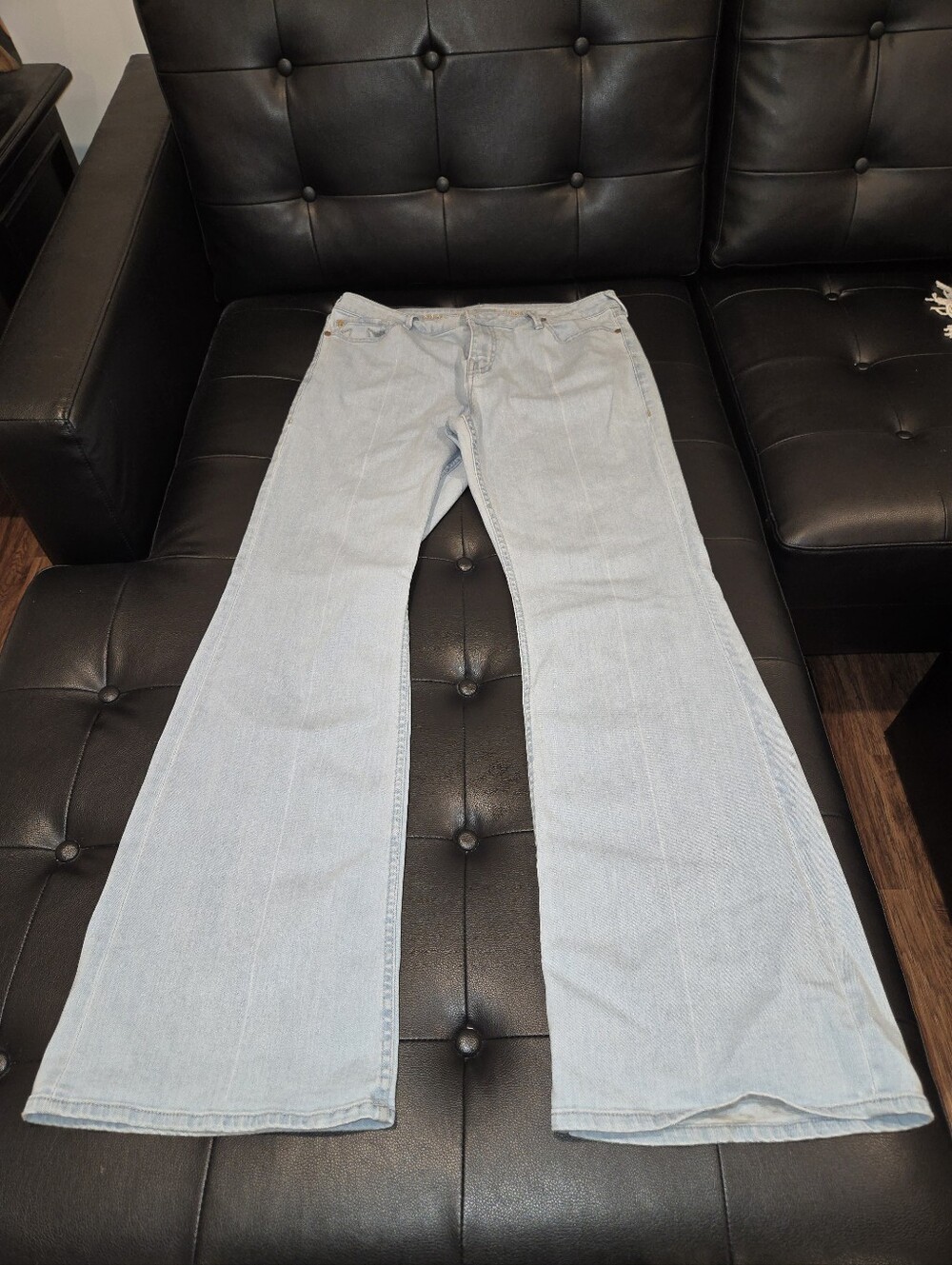 True Religion Light Blue Wide Leg Manchester United Jeans